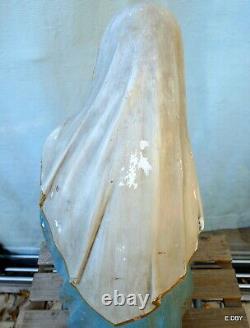 ANCIEN GRAND SANTON DÉGLISE en platre peint MARIE agenouillée HAUTEUR 46 cm