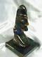 Ancien Presse Papier Sculpture Pte De Verre Bleu Irise Statue MoaÏ Ouvre Signée