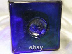 ANCIEN PRESSE PAPIER SCULPTURE PTE DE VERRE BLEU IRISE STATUE MOAÏ OUVRE signée