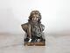 Ancien Petit Buste Sculpture En Bronze Jean De La Fontaine Sur Socle En Marbre