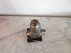 ANCIEN Petit BUSTE Sculpture en BRONZE Jean de la Fontaine Sur Socle en MARBRE