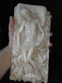ANCIEN SCULPTURE STATUE du CHRIST ALBTRE ALBASTER ANTIQUE art populaire