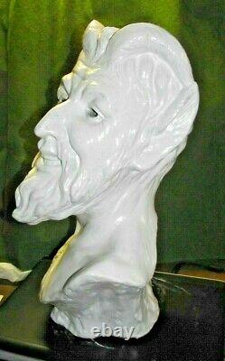 ANCIEN grand buste statue SCULPTURE SATYRE SIGNé F. CITTI Pan faune PLATRE DIABLE