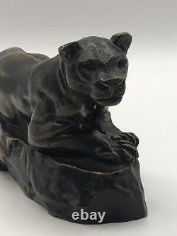 ANTOINE LOUIS BARYE Panthère de Tunis N° 3. Bronze ancien à la cire perdue
