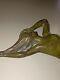 Art Nouveau Statue Femme Baigneuse Ancienne Allongée En Régule Patine Verte 20cm