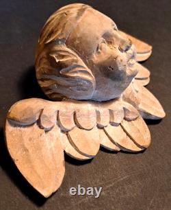 ART RELIGIEUX ancien SCULPTURE bois Tête d' ANGELOT XVIII siècle