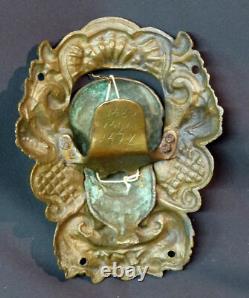 A 19ème ancien mascaron billard bronze sculpture 18cm580g bouche pivotant homme