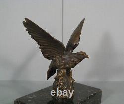 Aigle Royal Sculpture Bronze Ancien Presse-papiers Signé Georges Omerth