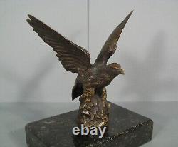 Aigle Royal Sculpture Bronze Ancien Presse-papiers Signé Georges Omerth