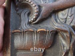 Allégorie Ancien bas relief en bois durci ébonite d'époque Napoléon III