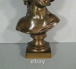 Allégorie De La Vigne Buste Jeune Femme Sculpture Bronze Ancien Signé Clodion