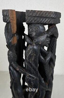 Ancien 1940 1950 sculpture Makonde Tanzanie arbre de vie en ébène