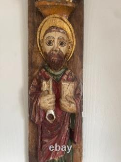 Ancien Bas Relief Bois Sculpté Sculpture Statue Jésus Joseph Apôtre Pierre OURO