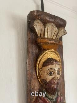 Ancien Bas Relief Bois Sculpté Sculpture Statue Jésus Joseph Apôtre Pierre OURO