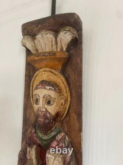 Ancien Bas Relief Bois Sculpté Sculpture Statue Jésus Joseph Apôtre Pierre OURO
