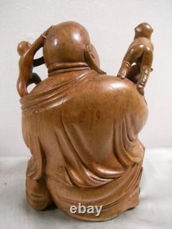 Ancien Bouddha Aux Enfants Statue Sculpture En Bois Art Asiatique Buddha