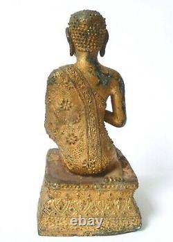 Ancien Bouddha en métal doré Statuette fétiche statue Siam Indochine