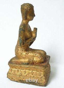 Ancien Bouddha en métal doré Statuette fétiche statue Siam Indochine