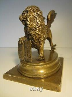 Ancien Bronze Animalier Lion Aile Saint Marc 1.7 Kilos/venise Italie/statuette