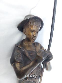 Ancien Bronze JEUNE PÊCHEUR par Adolphe Jean LAVERGNE sculpteur 1863-1928