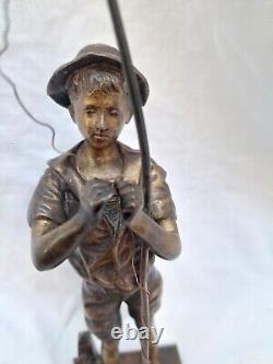 Ancien Bronze JEUNE PÊCHEUR par Adolphe Jean LAVERGNE sculpteur 1863-1928