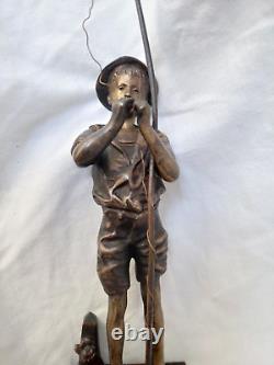 Ancien Bronze JEUNE PÊCHEUR par Adolphe Jean LAVERGNE sculpteur 1863-1928