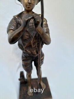 Ancien Bronze JEUNE PÊCHEUR par Adolphe Jean LAVERGNE sculpteur 1863-1928