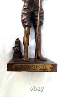 Ancien Bronze JEUNE PÊCHEUR par Adolphe Jean LAVERGNE sculpteur 1863-1928