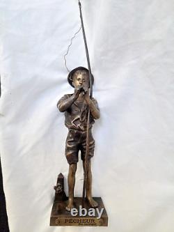 Ancien Bronze JEUNE PÊCHEUR par Adolphe Jean LAVERGNE sculpteur 1863-1928