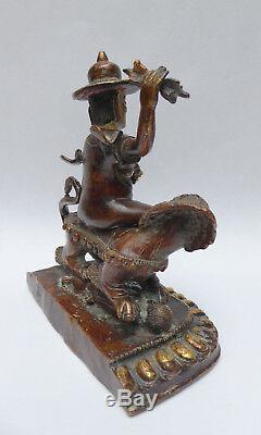 Ancien Bronze Népalais Divinité Damchen Lion Népal Bouddhisme 19ème