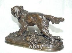 Ancien Bronze Setter en action sur un lapin Jules MOIGNIEZ 1835-1894 XIXe
