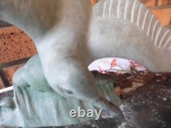 Ancien Bronze Sur Socle En Marbreenvol D Une Mouette Sur Une Vague