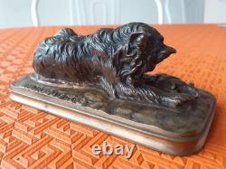 Ancien Bronze chien au rat Alfred jacquemart 1824/1896