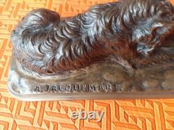 Ancien Bronze chien au rat Alfred jacquemart 1824/1896
