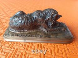 Ancien Bronze chien au rat Alfred jacquemart 1824/1896