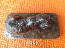 Ancien Bronze chien au rat Alfred jacquemart 1824/1896