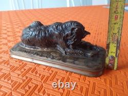 Ancien Bronze chien au rat Alfred jacquemart 1824/1896