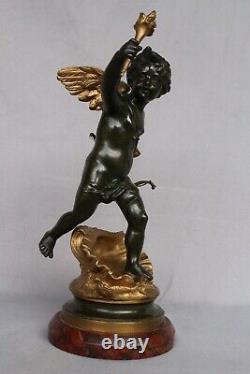Ancien Bronze doré et Patiné Signé CLODION Cupidon Napoléon Mythologique
