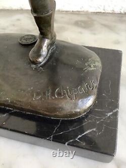 Ancien Bronze signé D. H. Chiparus Le Garçon au Cerceau