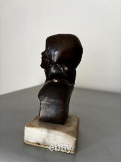Ancien Buste Bronze Fillette Beguin Georges Trinque 1844-1930 Socle Marbre