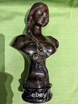 Ancien Buste En Bronze Signé Moreau sculpture femme portrait statue marbre déco