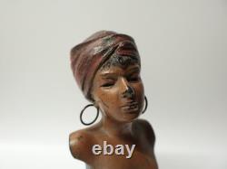 Ancien Buste de femme mauresque en métal coloré signé Villanis Art Nouveau