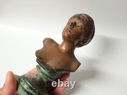 Ancien Buste de femme mauresque en métal coloré signé Villanis Art Nouveau