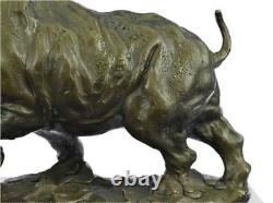 Ancien Disparition Rhinocéros Sculpture Signée Milo Animal Statue Figurine