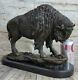 Ancien Fonte Vienna Bronze Bison Buffalo Statue Sculpture Animal Décor Maison