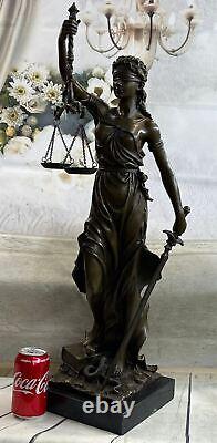 Ancien Grec Déesse Themis / Store Dame Justice Bronze / Résine Statue