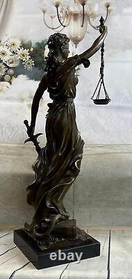 Ancien Grec Déesse Themis / Store Dame Justice Bronze / Résine Statue
