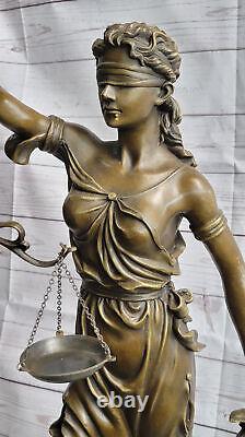 Ancien Grec Déesse Themis / Store Dame Justice Bronze / Résine Statue Ouvre
