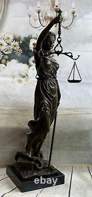 Ancien Grec Déesse Themis / Store Dame Justice Bronze / Résine Statue Ouvre Nr