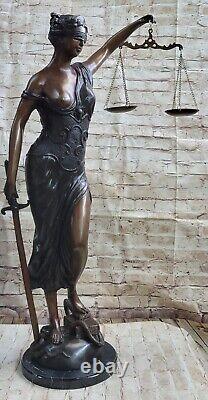Ancien Grec Déesse Themis Store Dame Justice Bronze Statue 91cm 36 Chair